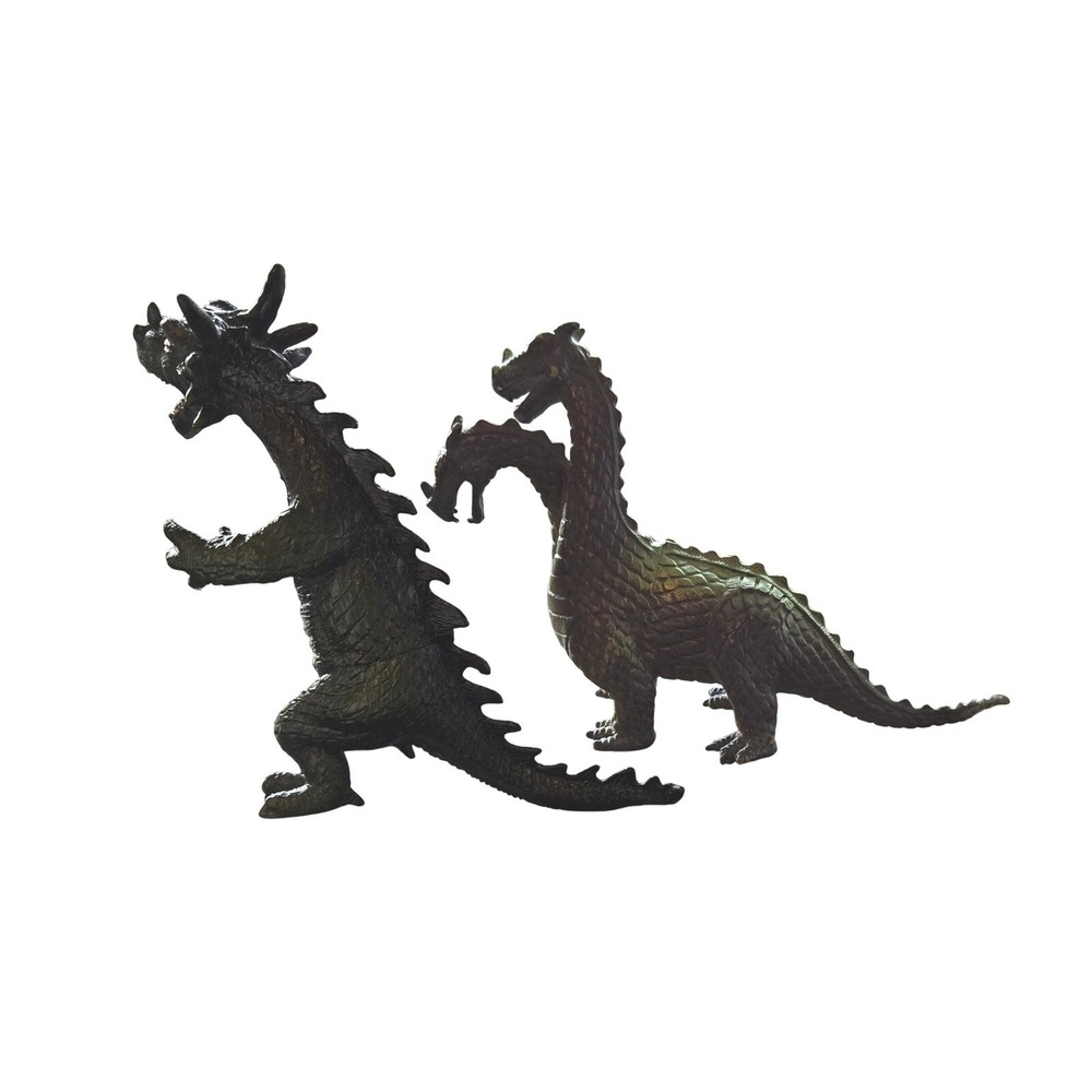 Lot of 2 Dragon Figures: Gaveroth 6"‎ & Two Headed Purple /Green/Grey 5"